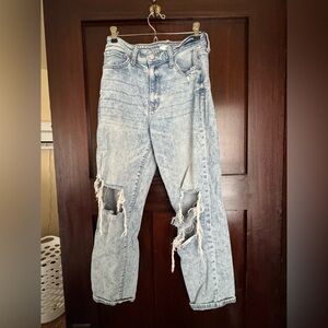 Distressed Light Blue Mom Jeans